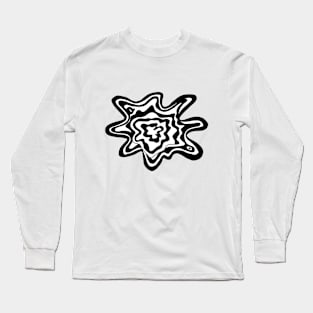 Topographic Contour Fluid Line Art Graphic Black on White Long Sleeve T-Shirt